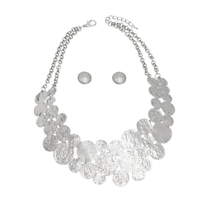 Bib Rigid Silver Circle Armor Collar Necklace