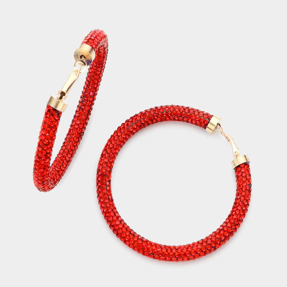 Two Tone Bling Studded Hoop Earrings