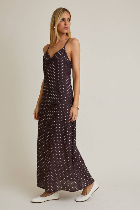 SWEETHEART NECK STRAP DOT MAXI DRESS