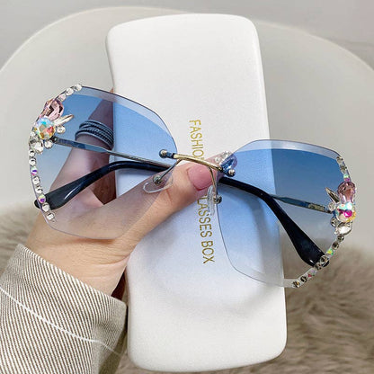 Trendy UV400 Polygon Sunglasses With Rhinestones