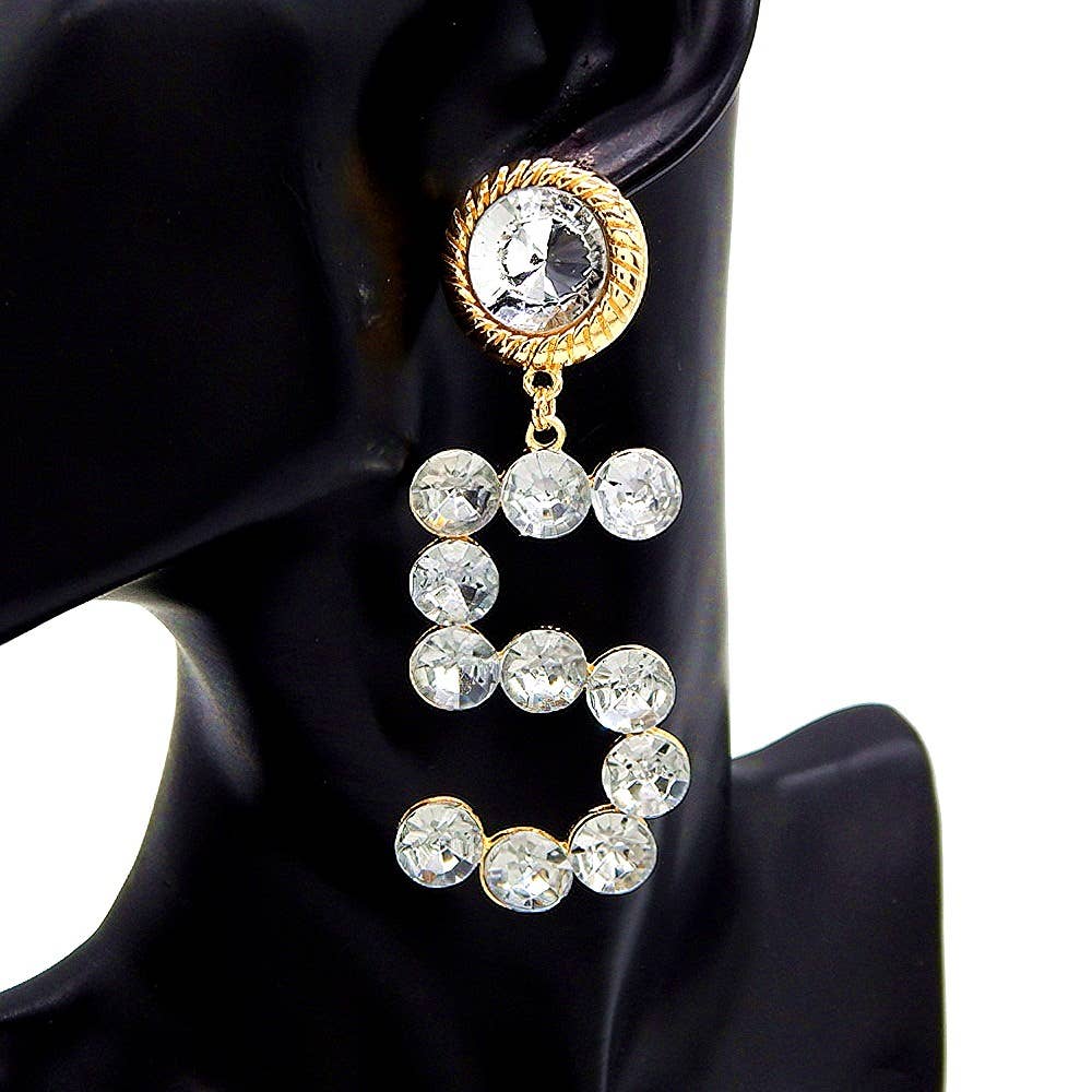 No 5 Bold Glass Chunky Dangling Earrings