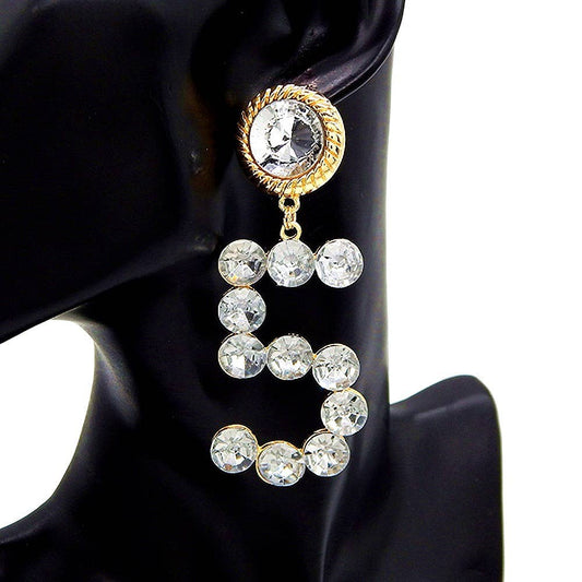 No 5 Bold Glass Chunky Dangling Earrings