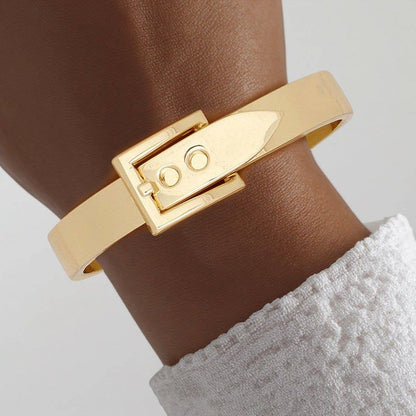 Bangle Gold Belt Buckle Contemporary Bracelet