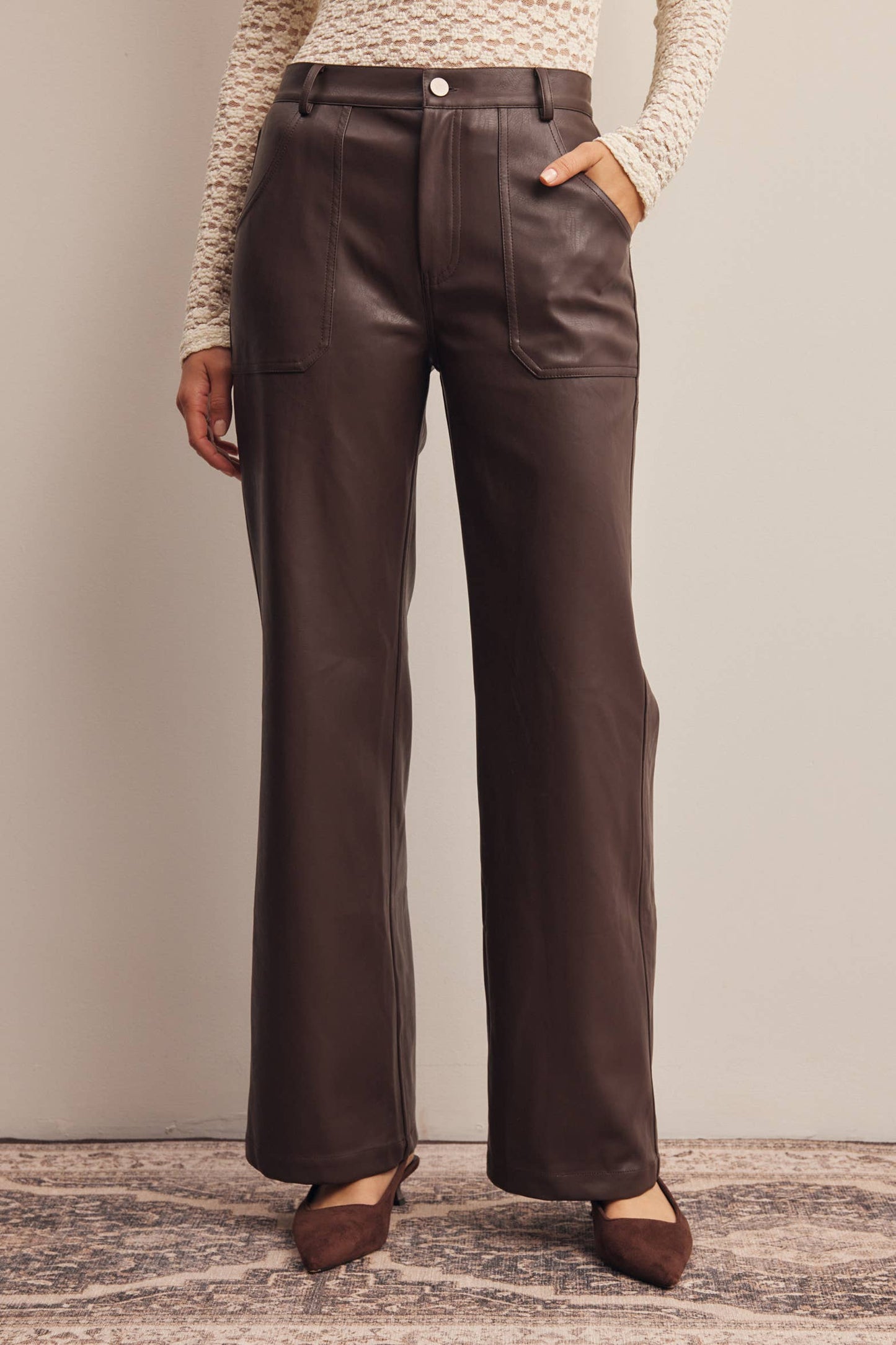 Fanisha Leather Straight Leg Pants by Forte