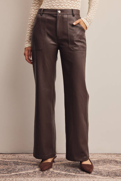 Fanisha Leather Straight Leg Pants by Forte