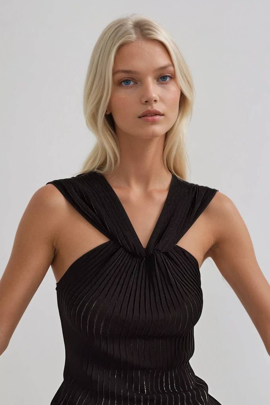SHEER RIBBED LUXE HALTER