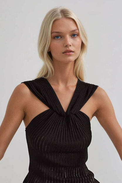 SHEER RIBBED LUXE HALTER