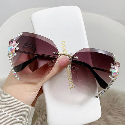 Trendy UV400 Polygon Sunglasses With Rhinestones