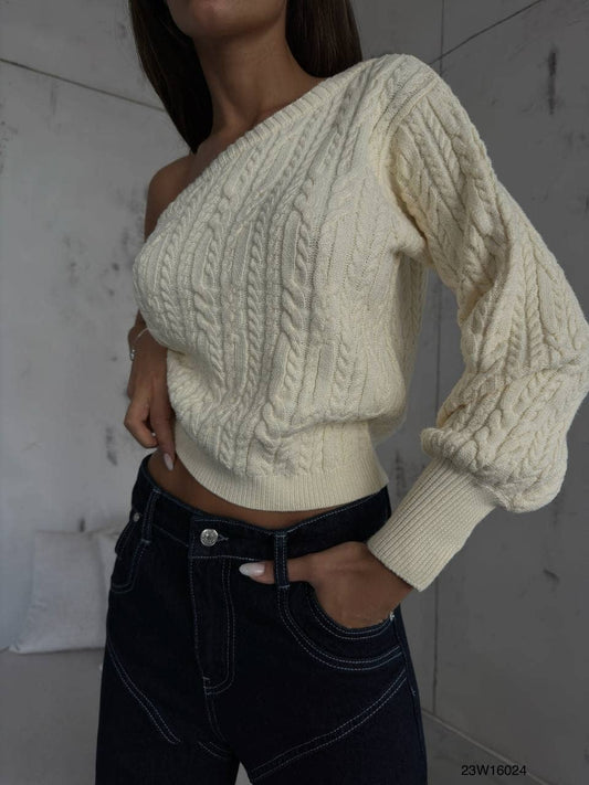 One Shoulder Knit Sweater Top