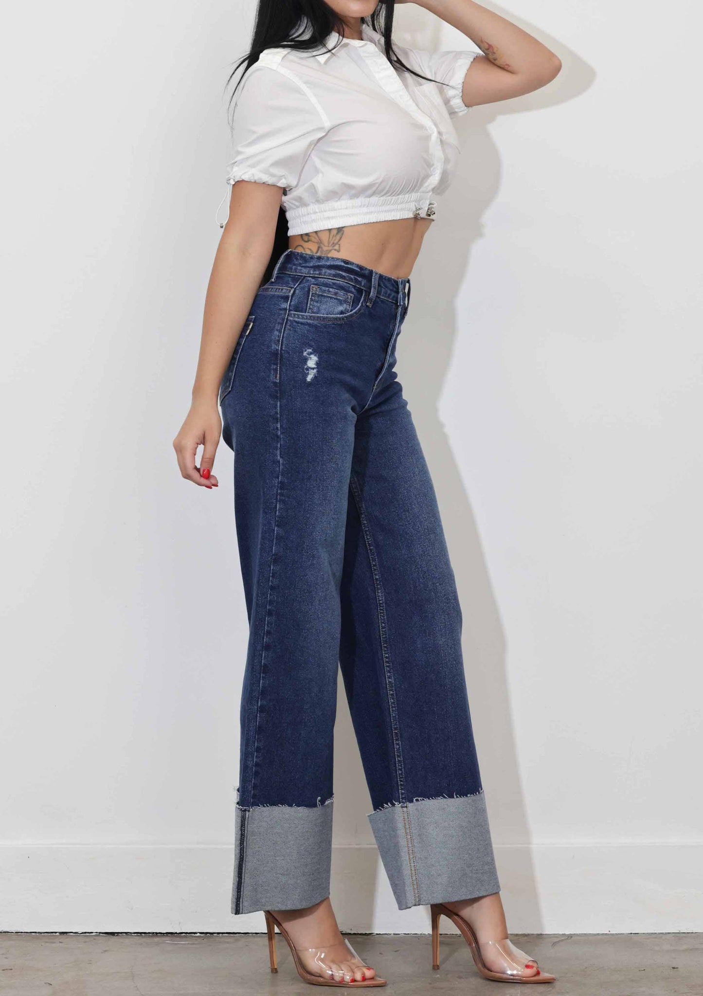 WIDE LEG - Rigid with Comfort Stretch