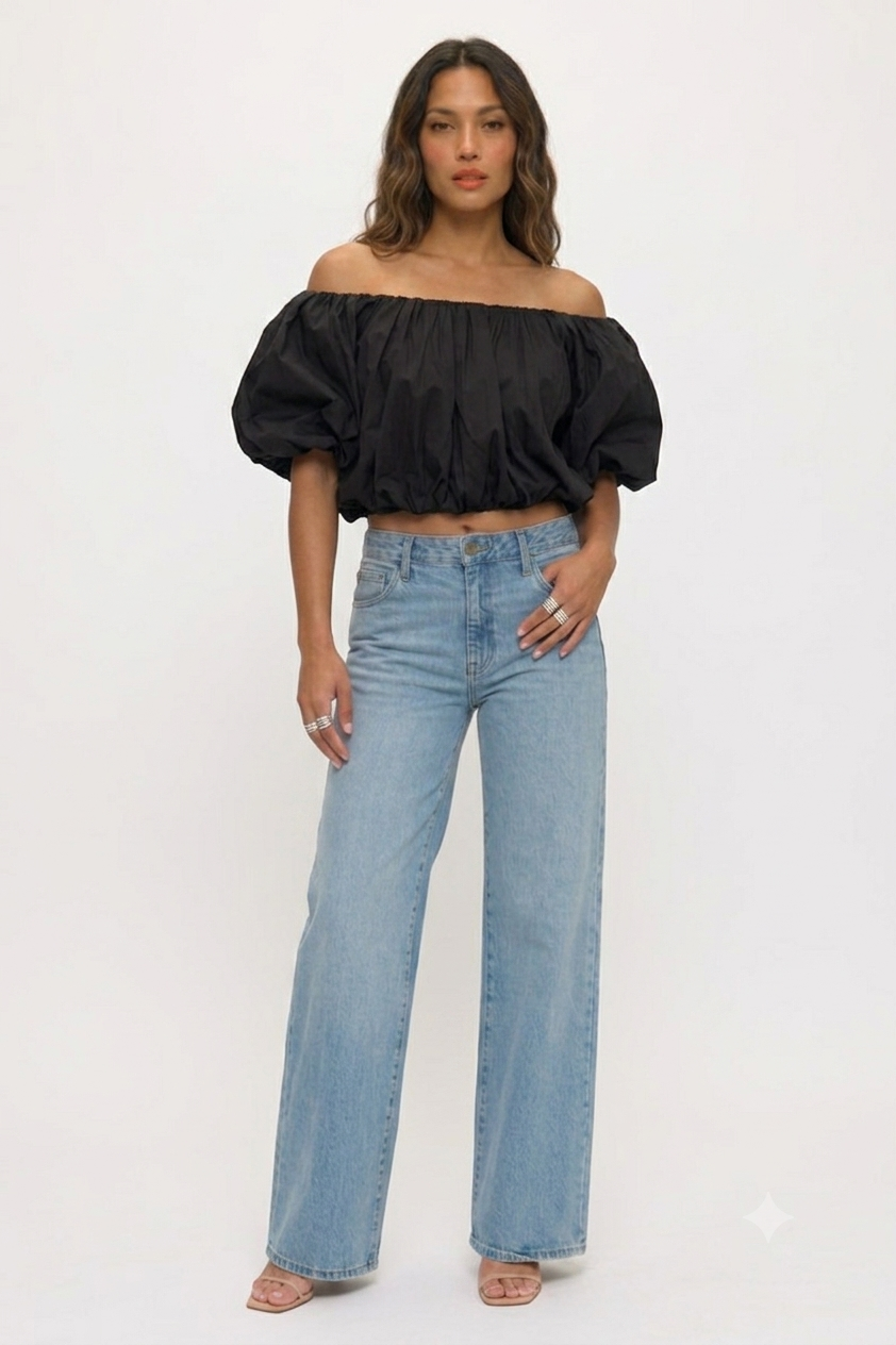 Poplin Bubble Hem  Top