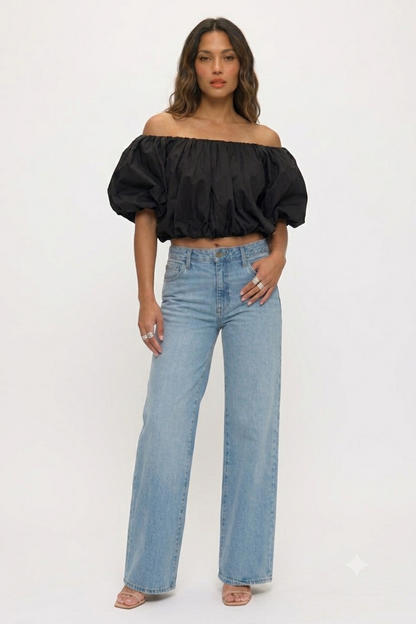 Poplin Bubble Hem  Top