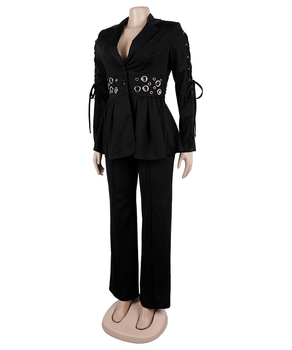 Captivating Women Two Piece Suit With Embroidered Tie