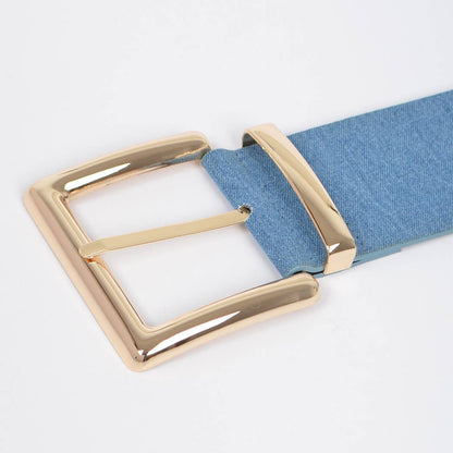 Oversized Metal Buckle Denim Waist Belt