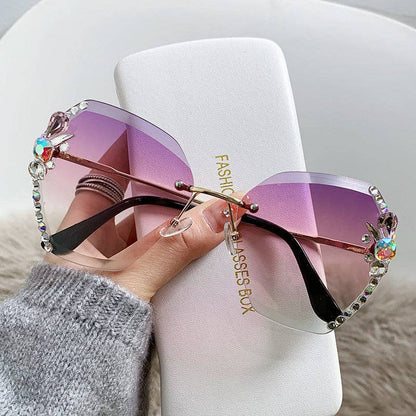 Trendy UV400 Polygon Sunglasses With Rhinestones