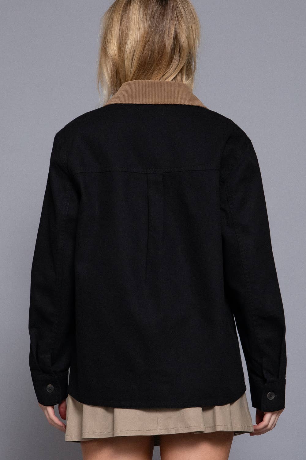 Theresa Corduroy Collar Detail Cotton Twill Work Jacket