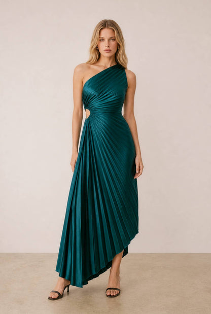 Gabby Satin One Shoulder Asymmetrical Dress