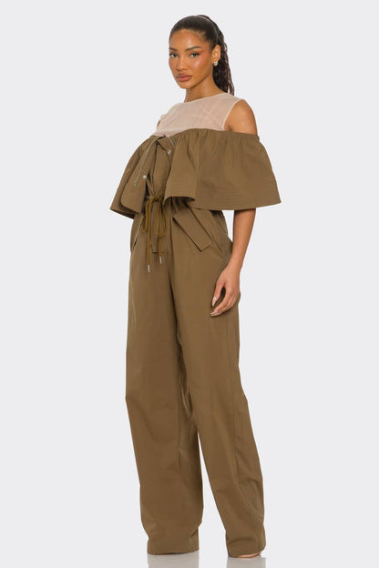 Essence Off-Shoulder Utility Jumpsuit
