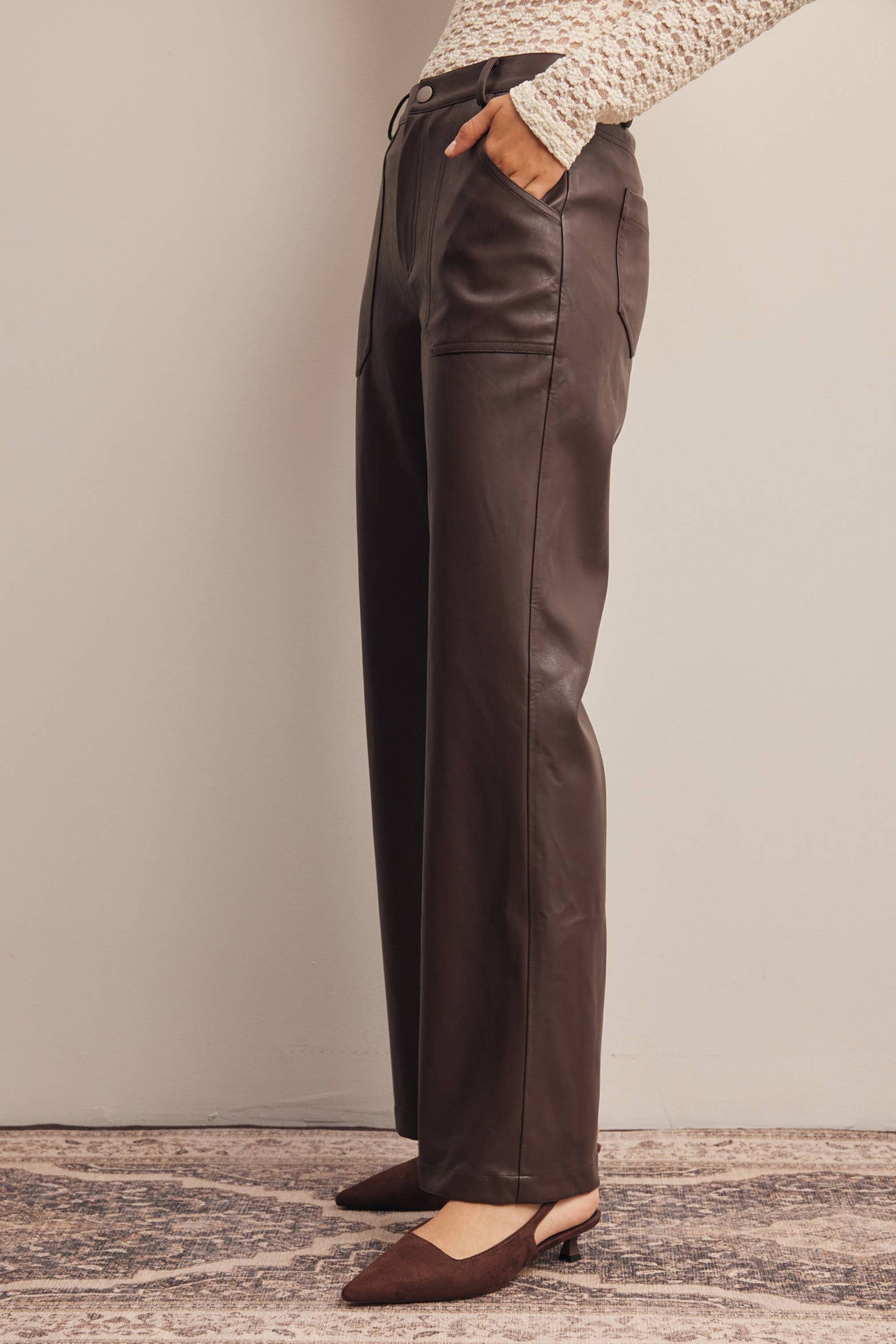 Fanisha Leather Straight Leg Pants by Forte
