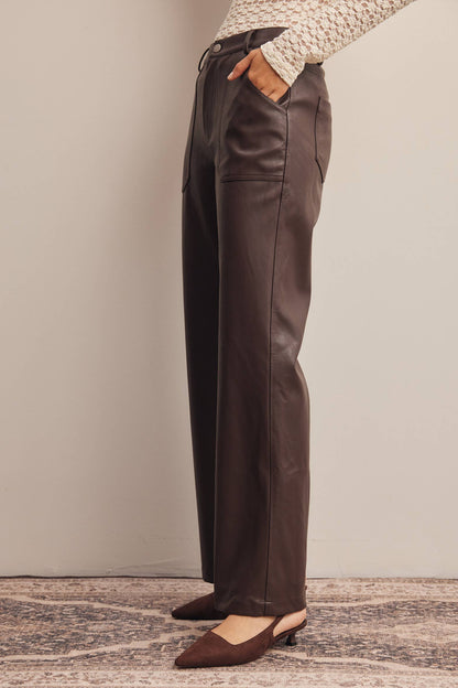 Fanisha Leather Straight Leg Pants by Forte