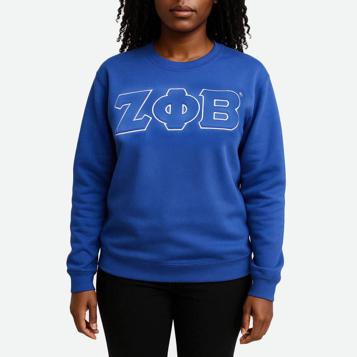 ZPB Greek Gear M Blue Embroidered Crew Sweatshirt