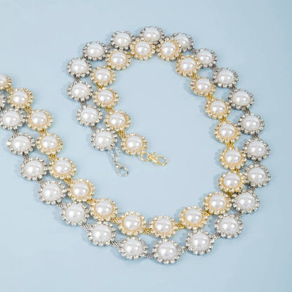 Pearl And Rhinestone Disc Chain Belt