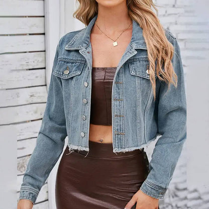 WASHED SHORT FIT DENIM LONG SLEEVED JACKET