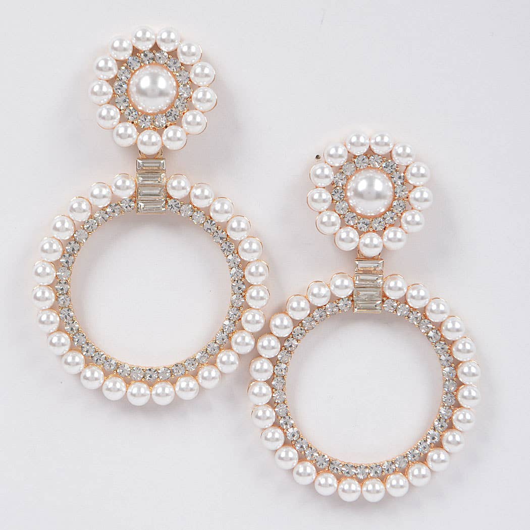 Faux Pearl & Stone Dangle Earring