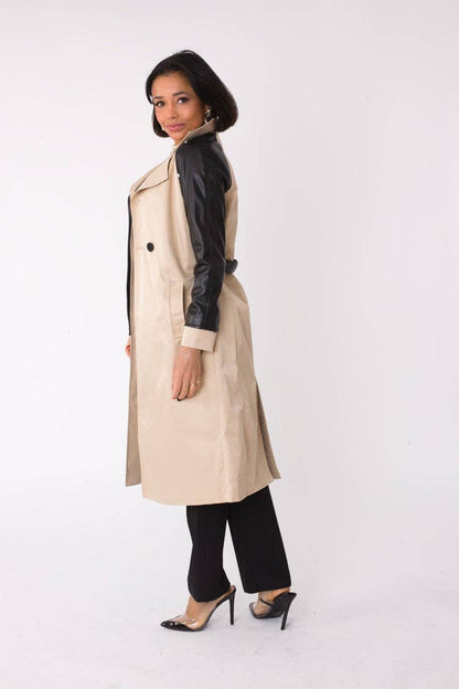 Two-Tone Leather Sleeve Trench