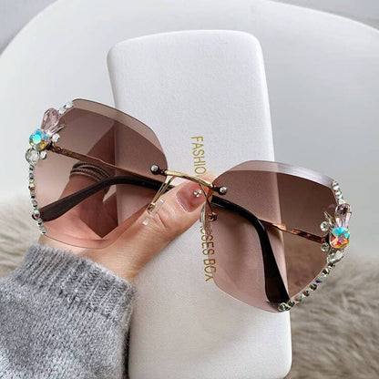 Trendy UV400 Polygon Sunglasses With Rhinestones