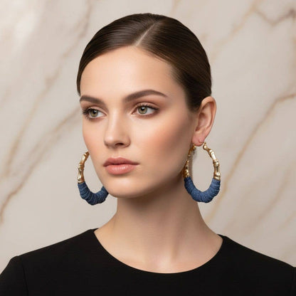 Denim & Gold Earrings