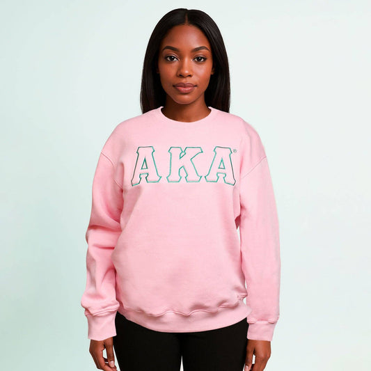 AKA Greek Gear XL Pink Embroidered Crew Sweatshirt