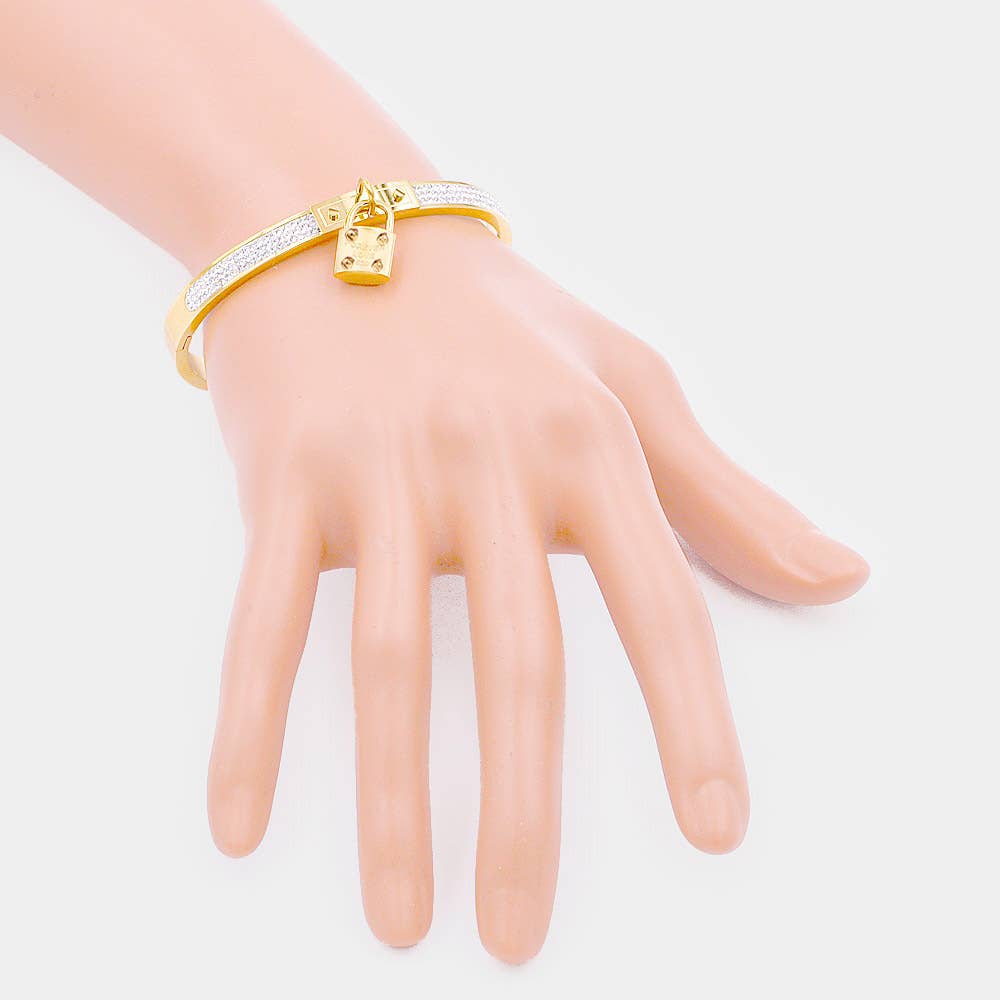 FOREVER LOVE Metal Lock Charm Stainless Steel Bracelet