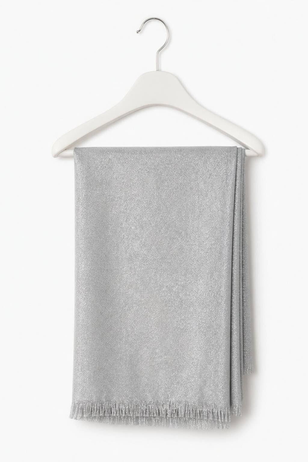 Metallic Shawl Wrap – Sparkle Fringe Oblong Evening