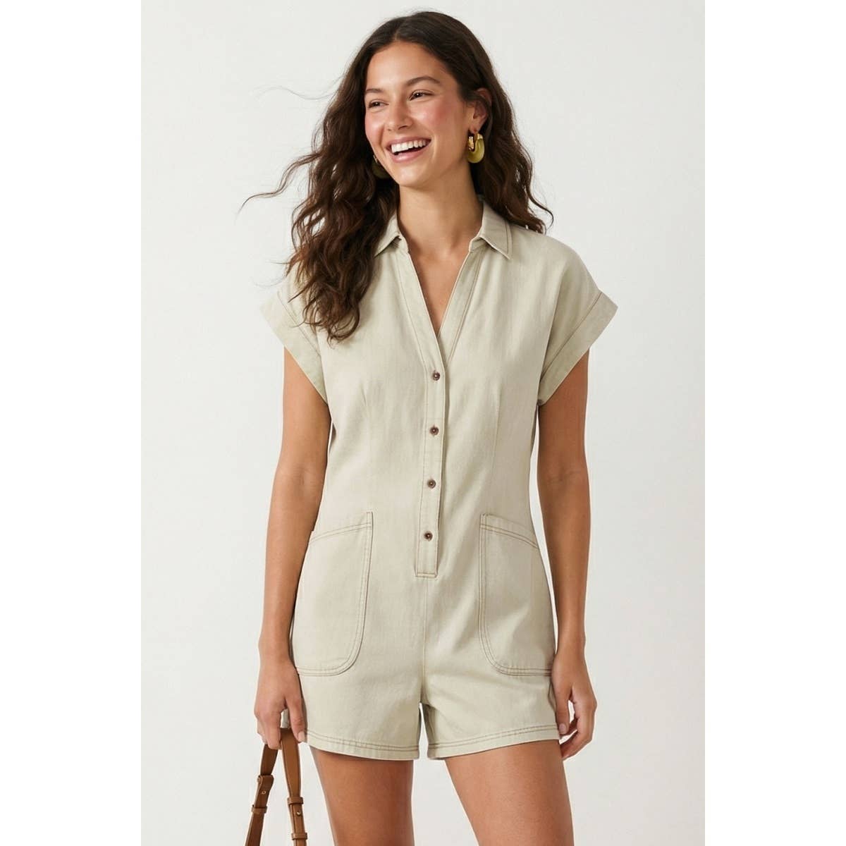Kerri Relaxed Button Front Romper