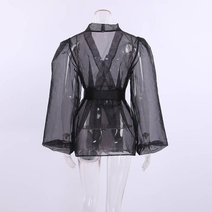 Ebony Shirt Sheer Cardigan Top