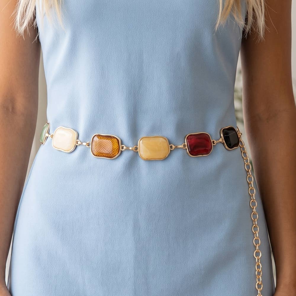 Marble Stone Gold Chain Belt