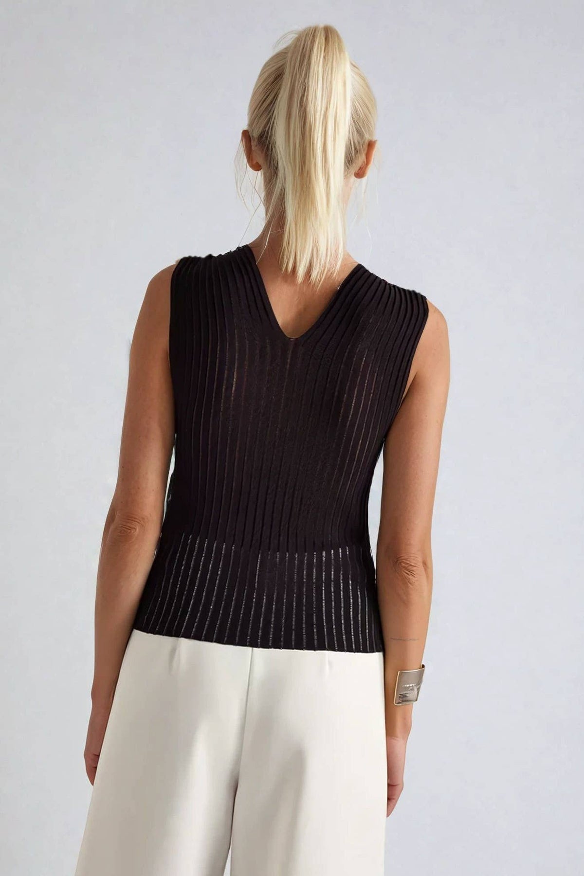 SHEER RIBBED LUXE HALTER