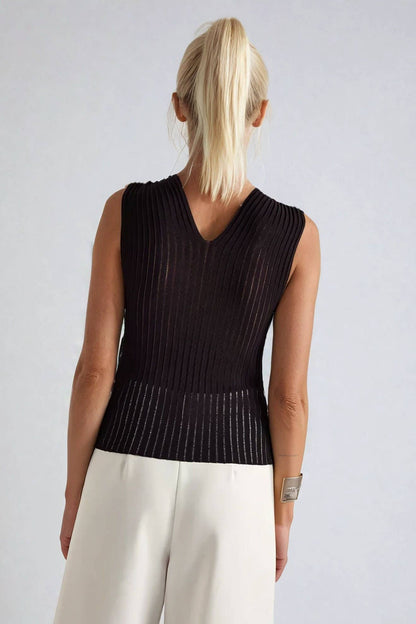 SHEER RIBBED LUXE HALTER