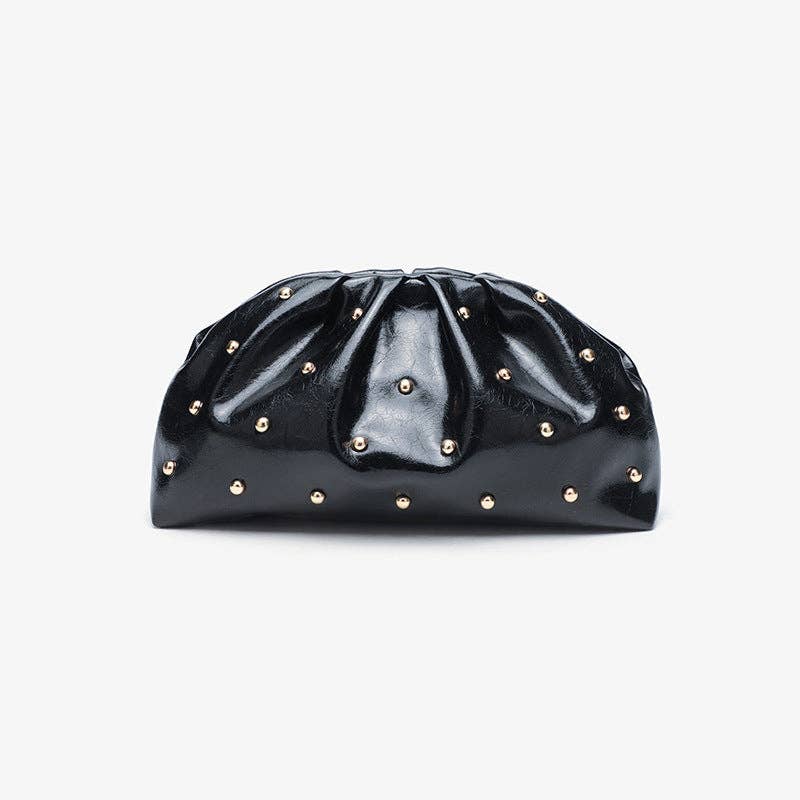 Studded  Rouched Evening Handbag