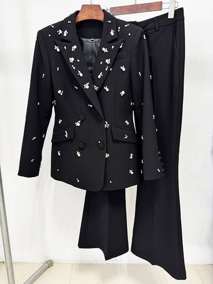 Lavished Hand Beaded Crystal Slim Blazer