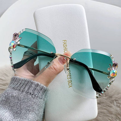 Trendy UV400 Polygon Sunglasses With Rhinestones