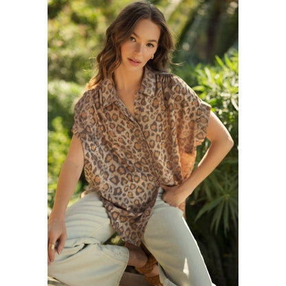 Leopard print collared top