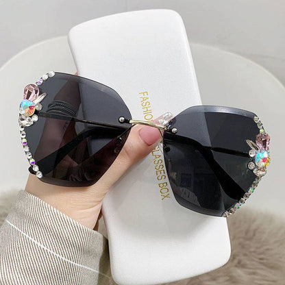 Trendy UV400 Polygon Sunglasses With Rhinestones