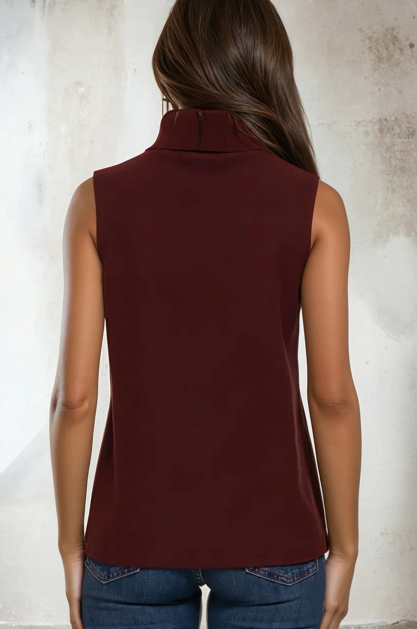 Danila Sleeveless Turtle Neck Soft Knit Top