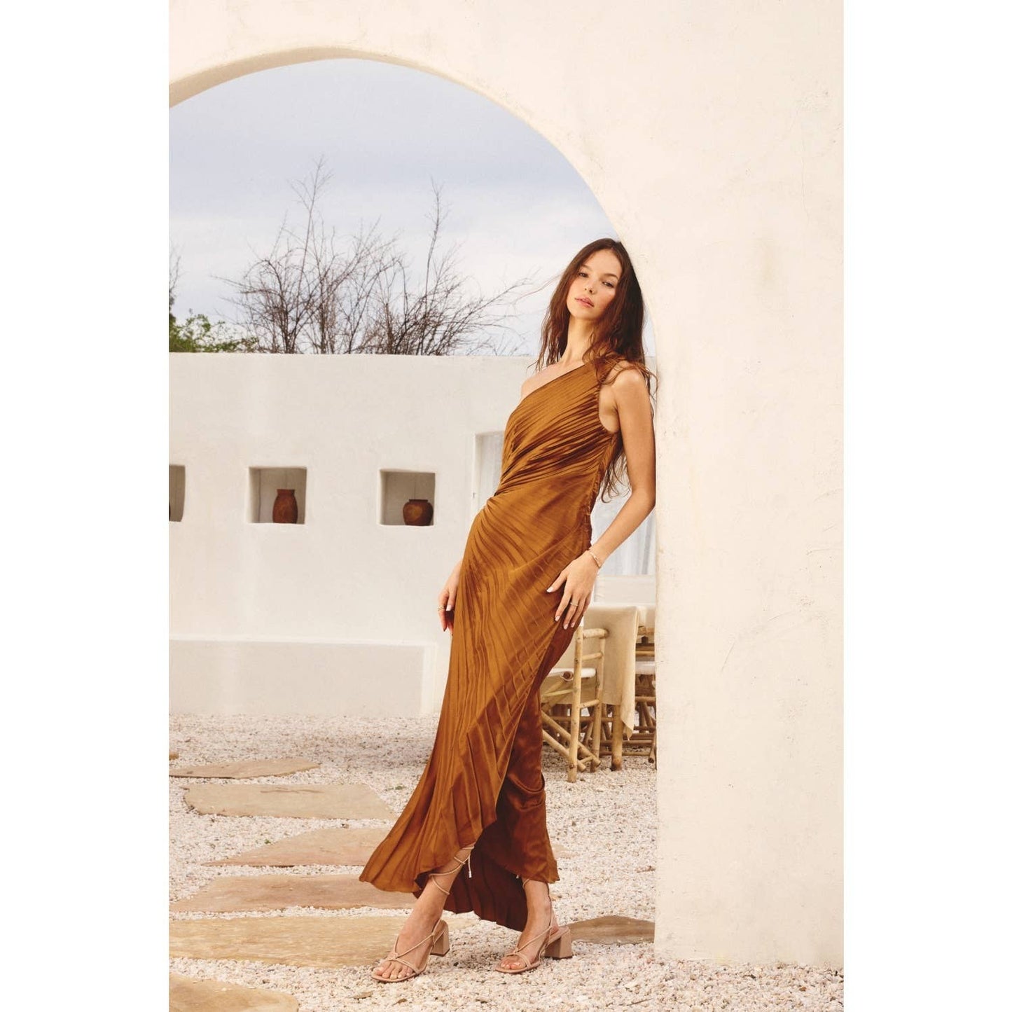 Gabby Satin One Shoulder Asymmetrical Dress