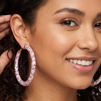 Two Tone Bling Studded Hoop Earrings
