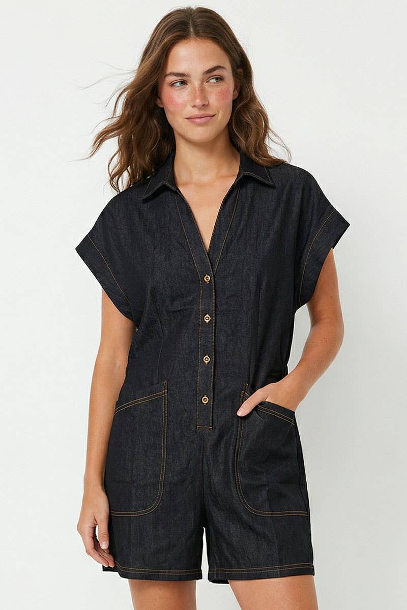 Kerri Relaxed Button Front Romper