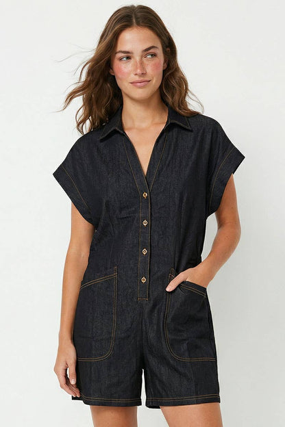 Kerri Relaxed Button Front Romper