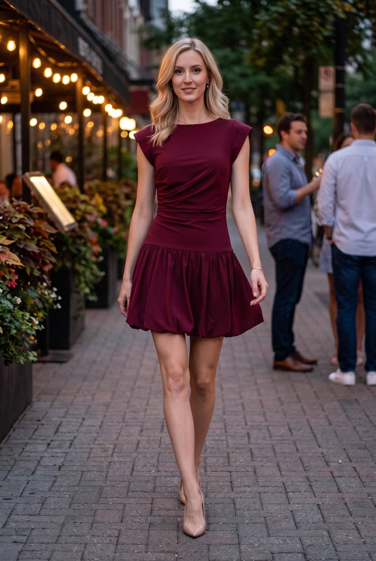 Champagne Bubble Hem Dress